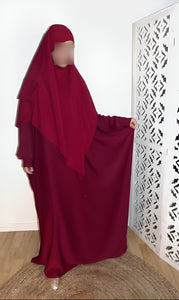 Ensemble abaya papillon & khimar 3 voiles soie de medine Sara mastoura