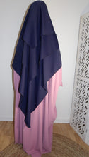 Charger l&#39;image dans la galerie, Ensemble abaya papillon &amp; khimar 3 voiles soie de medine Sara mastoura