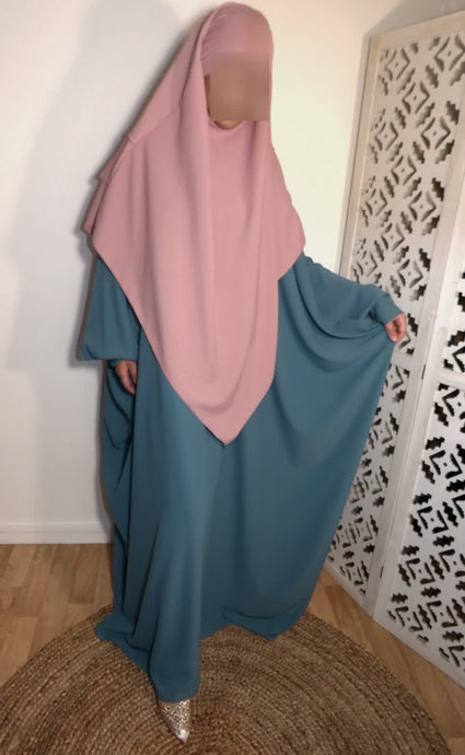 Ensemble abaya papillon & khimar 3 voiles soie de medine Sara mastoura