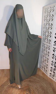 Ensemble abaya papillon & khimar 3 voiles soie de medine Sara mastoura